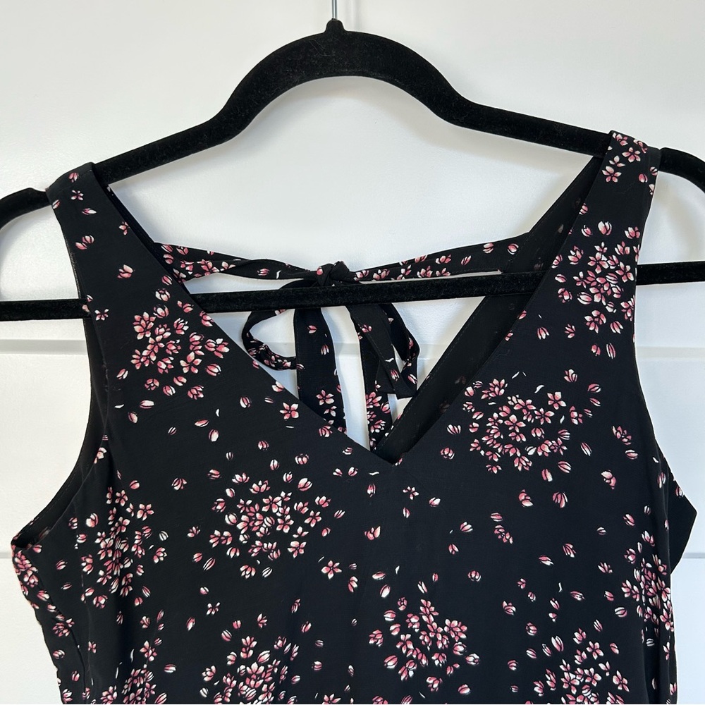 LOFT PETITES NWT! Women’s Sleeveless Jumpsuit Cherry Blossom Floral BlkPink XXSP - Picture 4 of 13